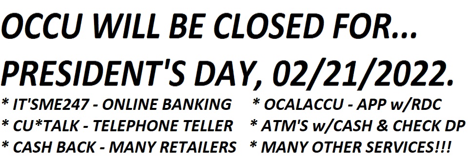 02-15-2022 Closed President's Day