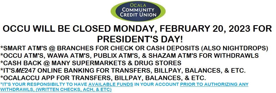 02-17-2023 CLOSED PRESIDENT'S DAY