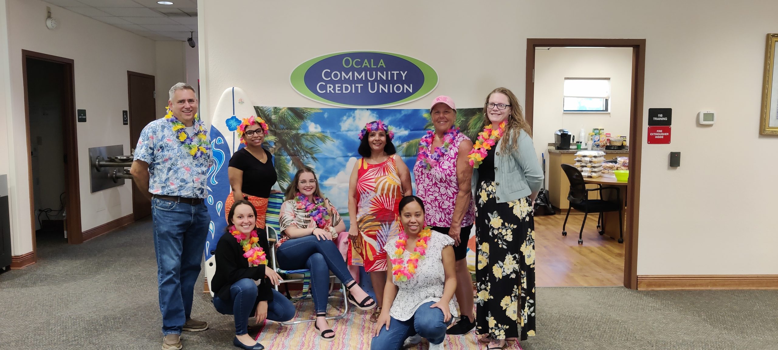 OCCU's Main Office Staff Celebrating 70 Years w/Beach Party Cookout